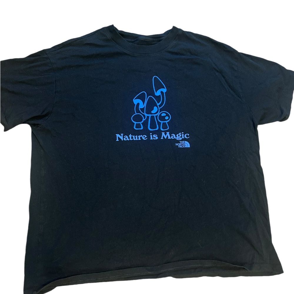 The North Face y2k “nature is magic” trippy psychedelic blue mushroom tee womens